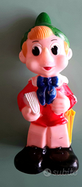 Pinocchio con libro e ombrello in gomma vintage