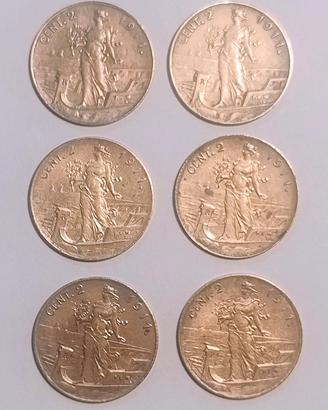 Lotto monete 2 lire Italia su prora 1911