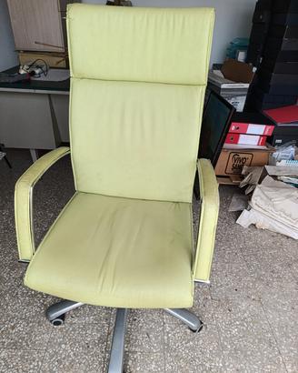 3 poltrone direzionali in acciaio e pelle 