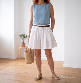 Pantaloncini bianchi cotone donna. M