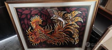 quadro con ricamo fatto a mano con cornice 