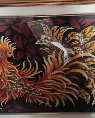 quadro con ricamo fatto a mano con cornice 