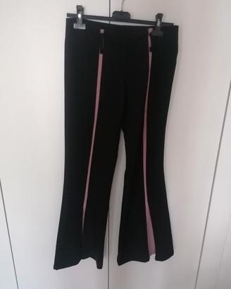 pantaloni neri e rosa a zampa di elefante S
