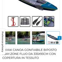 Kayak canoa gonfiabile biposto.