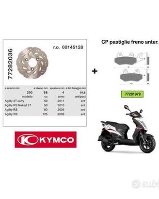Kit disco freno + pastiglie kymco agility 10 / 12