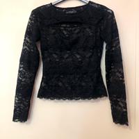 GUESS Top blouse Women Transparent Black Lace New