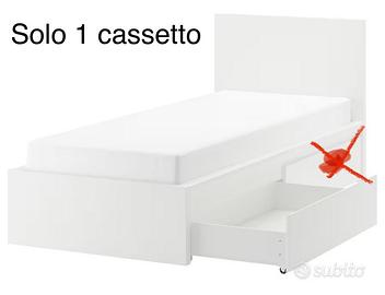 Letto singolo malm ikea con un cassettocontenitore