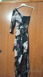 Tuta elegante monospalla floreale raffinata