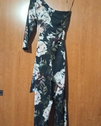 Tuta elegante monospalla floreale raffinata