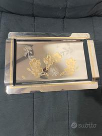 Vassoio Vintage Acciaio Inox e Oro 24kt