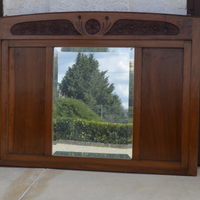 Specchiera specchio in legno noce antico intarsiat