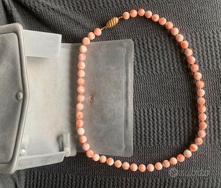 collana perle di corallo rosa e oro