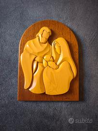 quadretto sacra famiglia in legno 