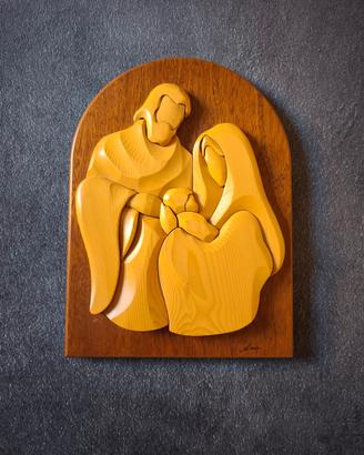 quadretto sacra famiglia in legno 