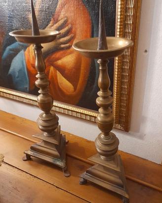 Candelieri in bronzo (coppia) del XVII secolo