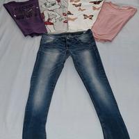 BLOCCO t-shirt e jeans ragazza 13/14 anni