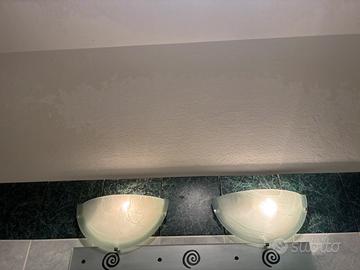2 lampade applique in vetro fumé dettagli argento