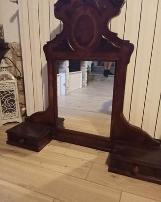Antica specchiera da comò a psiche in legno