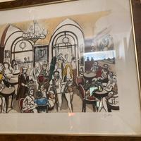 Litografia Guttuso Caffe' Greco 85x 70 cm