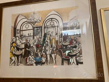 Litografia Guttuso Caffe' Greco 85x 70 cm
