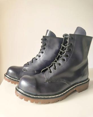 Anfibi Militari Vintage Pelle Nera Viola N. 41