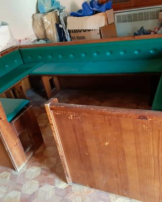 Panca in legno di pino a ferro di cavallo