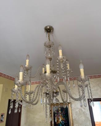 Lampadario vintage in vetro di murano- 6 luci