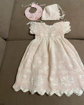 Corredo battesimo artigianale uncinetto 1984