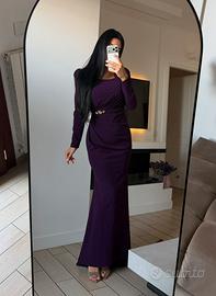 Abito lungo colore viola nuovo S