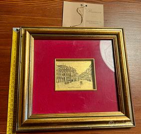 Quadro Teatro Scala Milano foglia oro 22 kt certif