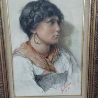 ritratto di donna dipinto all'acquerello