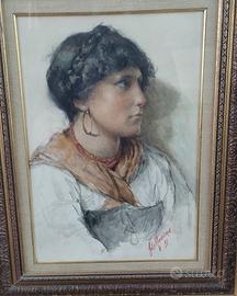 ritratto di donna dipinto all'acquerello