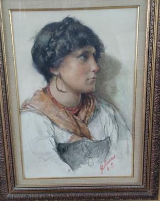 ritratto di donna dipinto all'acquerello