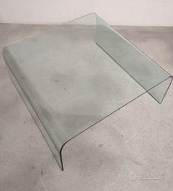 Tavolo basso in cristallo anni 70, design FIAM