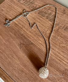 Collana donna con ciondolo a sfera brillantinato