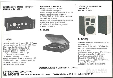Impianto Hi-Fi Vintage Technics SL-2000 + Kelind