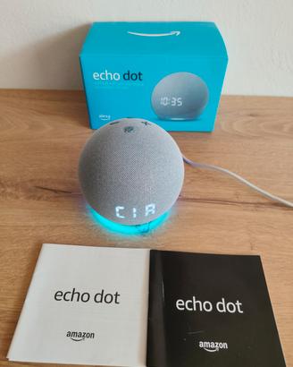 Amazon Alexa Echo dot 4 turchese con orologio 