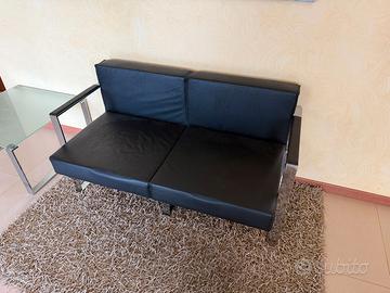 Divanetto ufficio 2 posti nero eco pelle