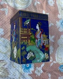 Portagioie Giappone box cloisonne blu oro