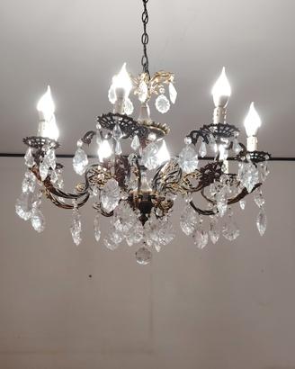 lampadario in bronzo e cristallo 8 luci