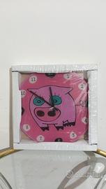 Orologio da parete con maialino rosa