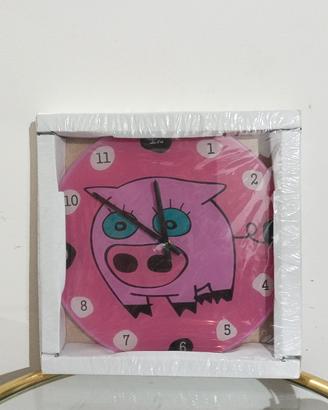 Orologio da parete con maialino rosa