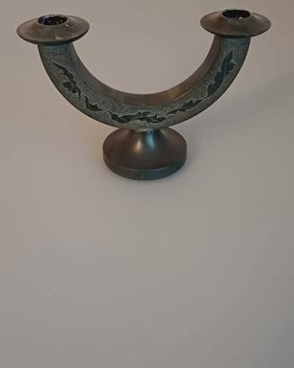 candelabro vintage in pietra ollare 