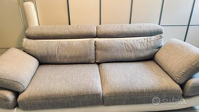 Divano e pouf Poltronesofà tessuto grigio e pelle