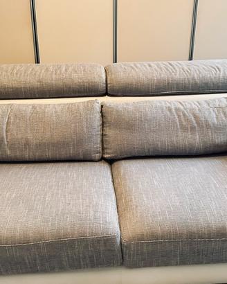 Divano e pouf Poltronesofà tessuto grigio e pelle