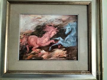 Quadro di Gianni Testa , coppia di Cavalli