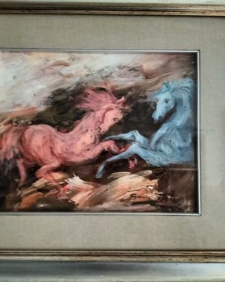 Quadro di Gianni Testa , coppia di Cavalli
