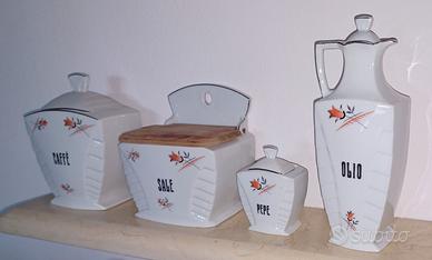 SET VINTAGE CONTENITORI PORCELLA CUCINA MZ ANNI 50