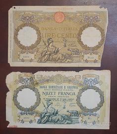 coppia banconote italia e albania anni 30