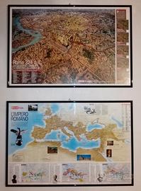 2 poster incorniciati Impero Romano 85x57cm